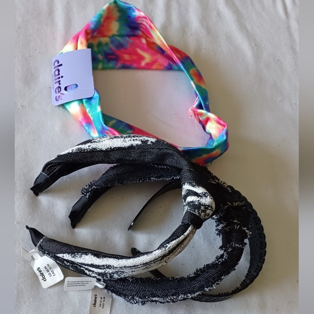 Claire's Tie-Dye and Black Headband Bundle NWT - Picture 2 of 4